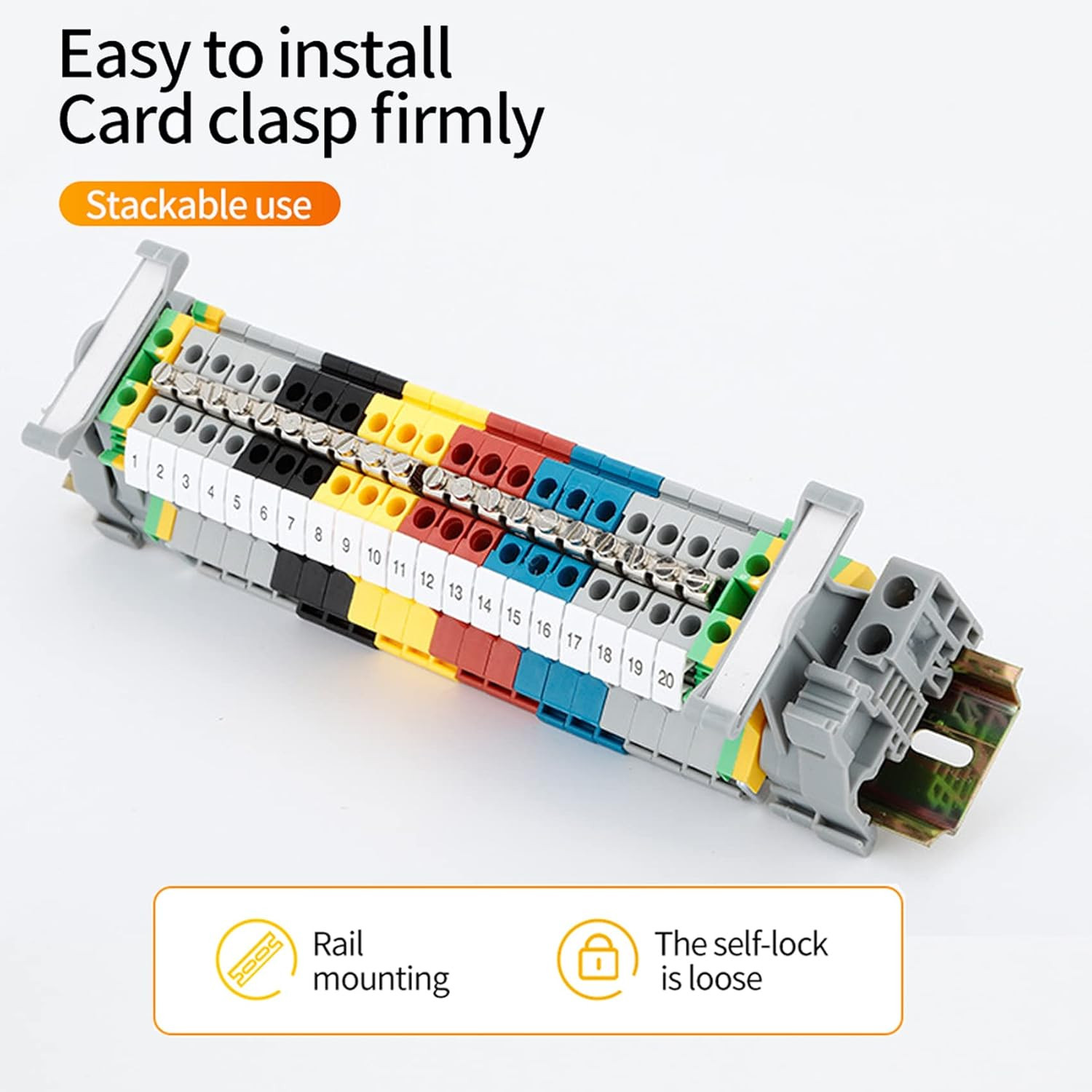 DIN Rail Terminal Block Kit 20 UK2.5B 12 AWG Gauge Terminal Blocks 20A 600V Grou