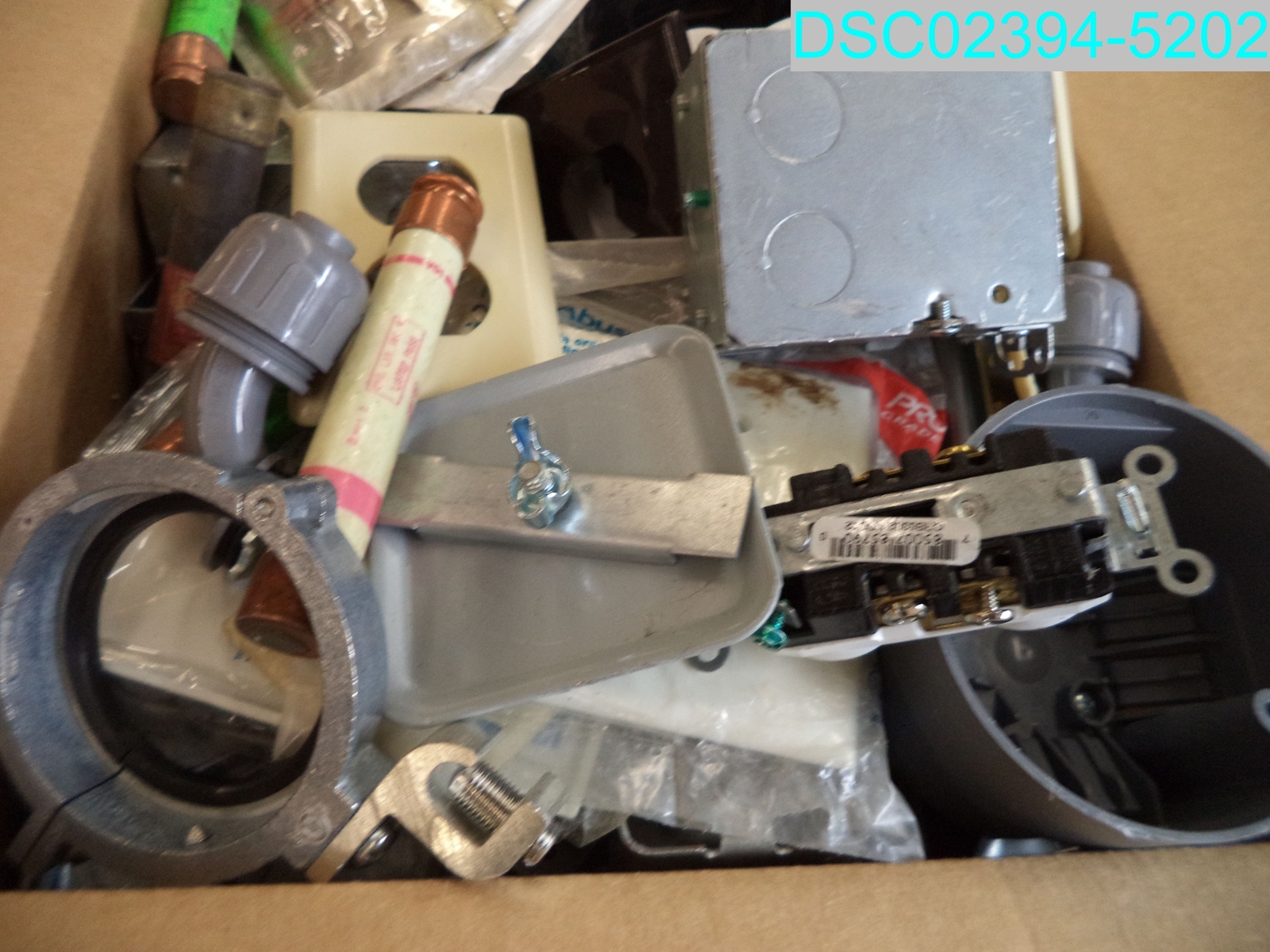 QTY=42 LBS: Mixed Lot of Electrical Supplies Fittings Boxes Conduit Fuses & More