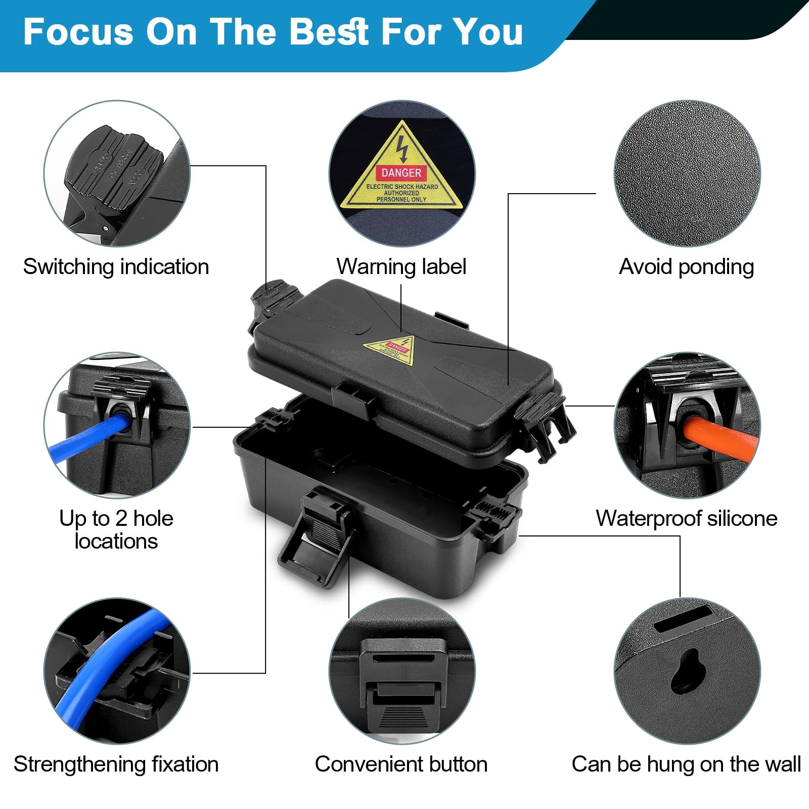 DIQMIAQ Outdoor Electrical Box Waterproof IP54 Black 1 PCS
