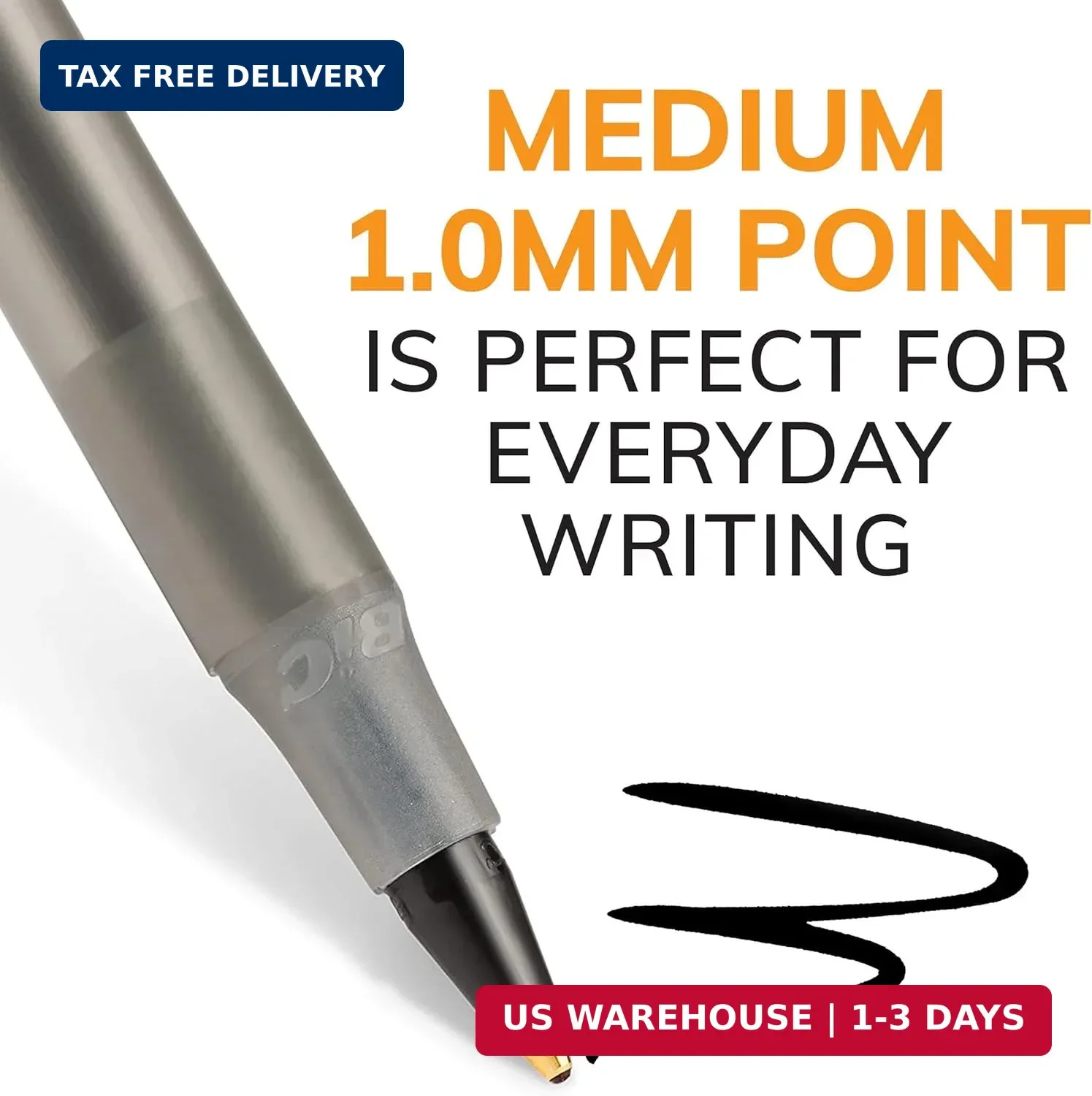 BIC Round Stic Xtra Life Black Ballpoint Pens, Medium Point (1.0mm), 12-Count Pa