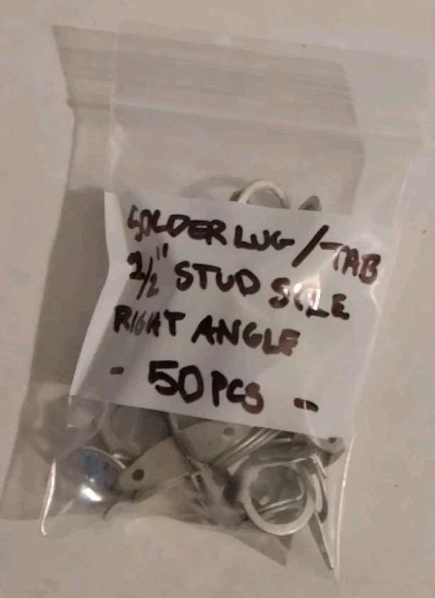 SOLDER LUG/TAB 1/2″ STUD SIZE RIGHT ANGLE 50PCS/BAG