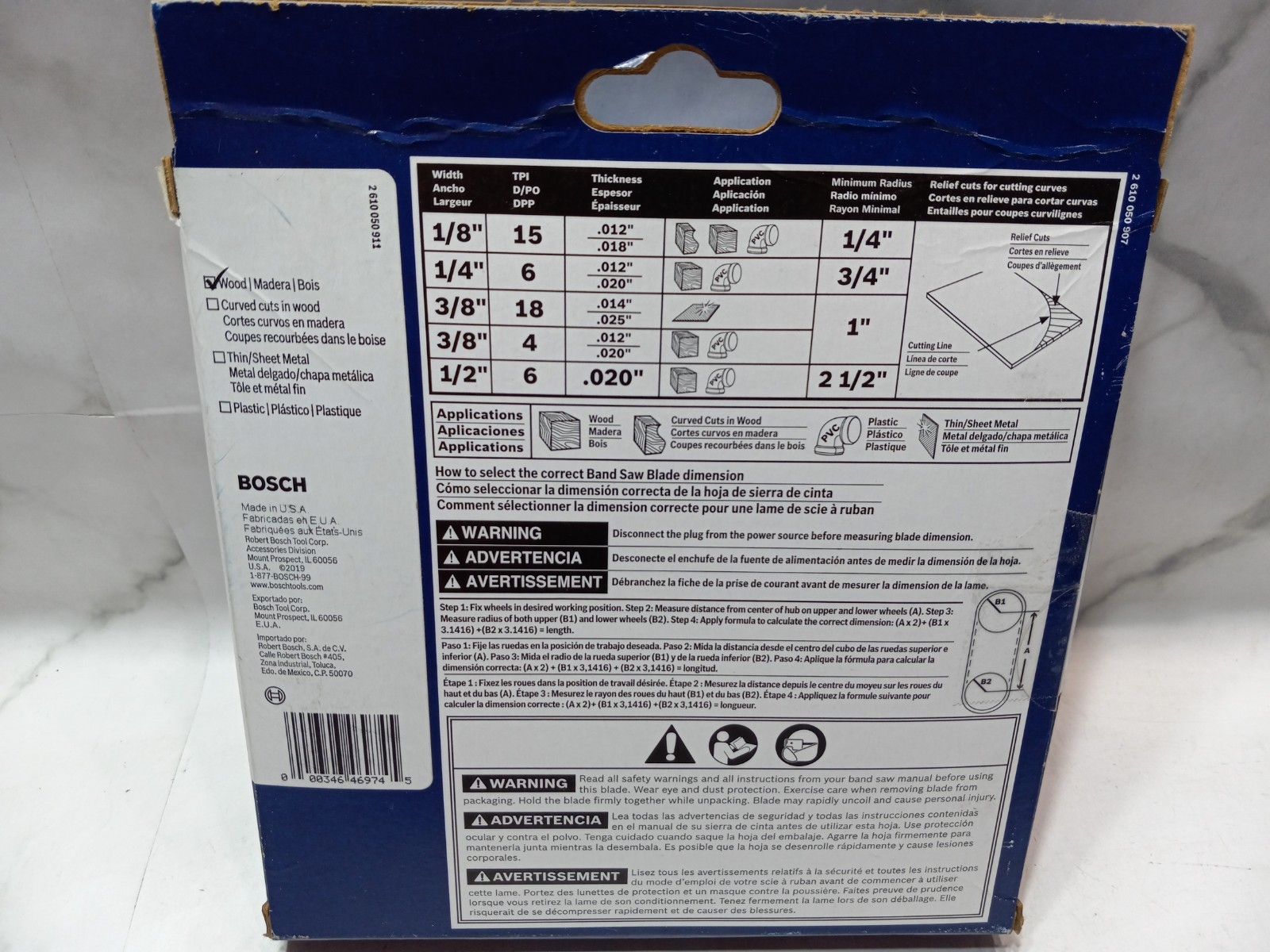 Bosch BS62-6WD Stationary Band Saw Blade 62″ 6 TPI 1/4″ By .012″ New in Box