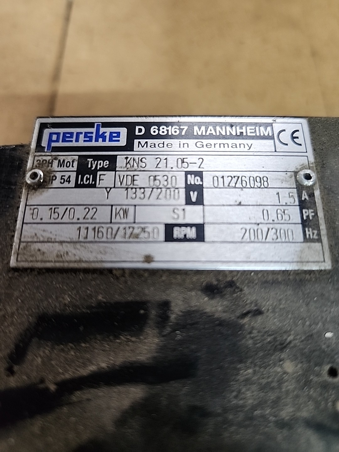 Perske KNS 21.05-2 0.18kW Spindle Motor 10,800RPM Y 400V 3PH 0.5A 200HZ
