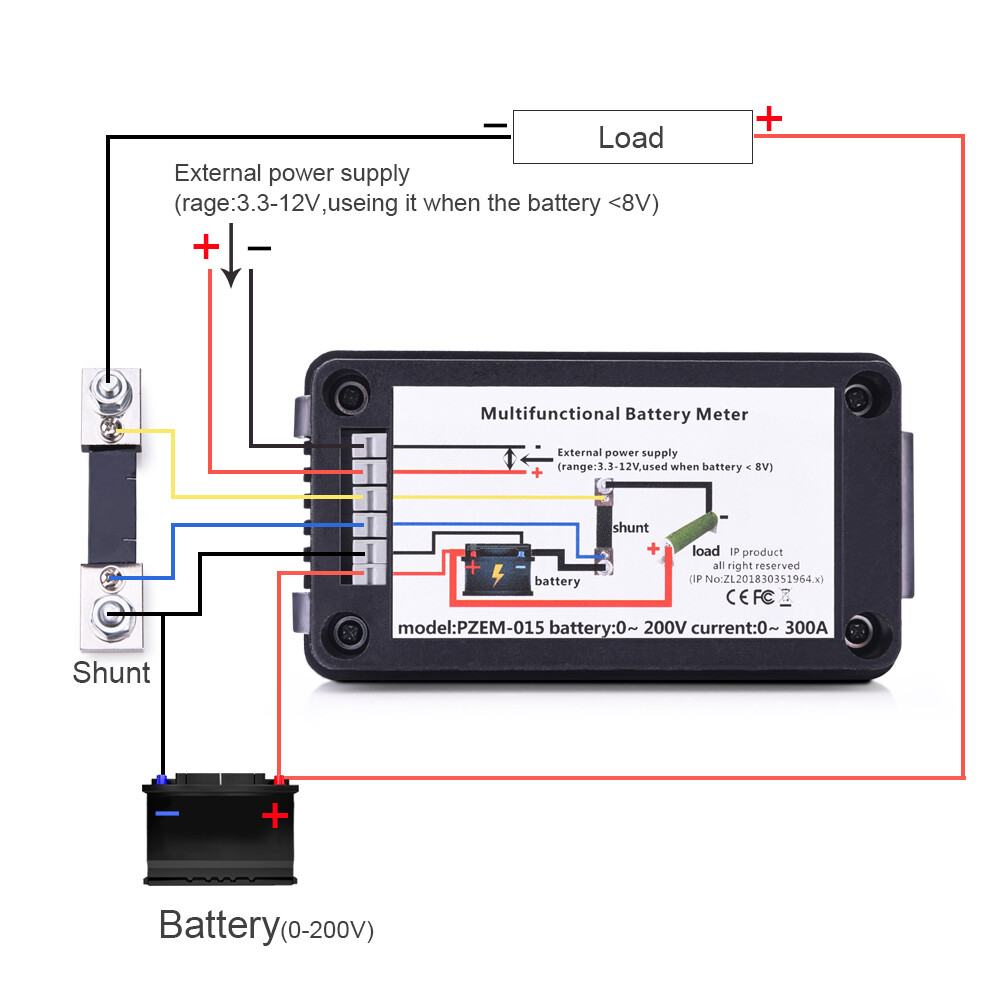 100A AC/DC Multimeter LCD Display Volt Meter Energy Monitor Ammeter for RV Solar