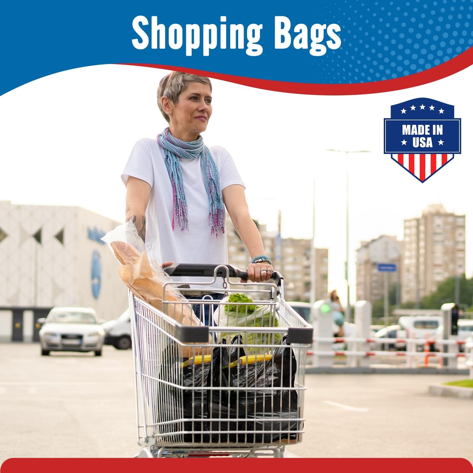 500 Count Plastic T-shirt Bags Black 12″x 6.5″x 21″Grocery Trash Take Out To Go