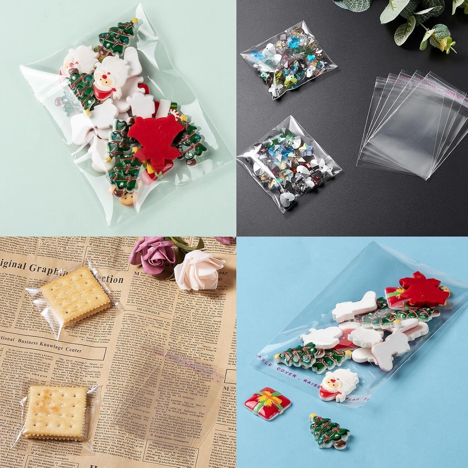 Resealable OPP Bags 1 Mil Thick – 7 Sizes, Crystal Clear Self Adhesive Poly Bags