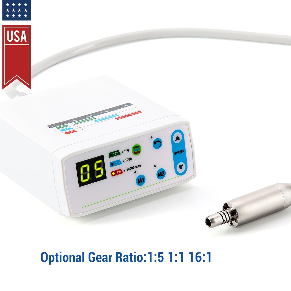 AZDENT Dental Brushless LED Electric Micro Motor 1:1/1:5 Increasing Handpiece