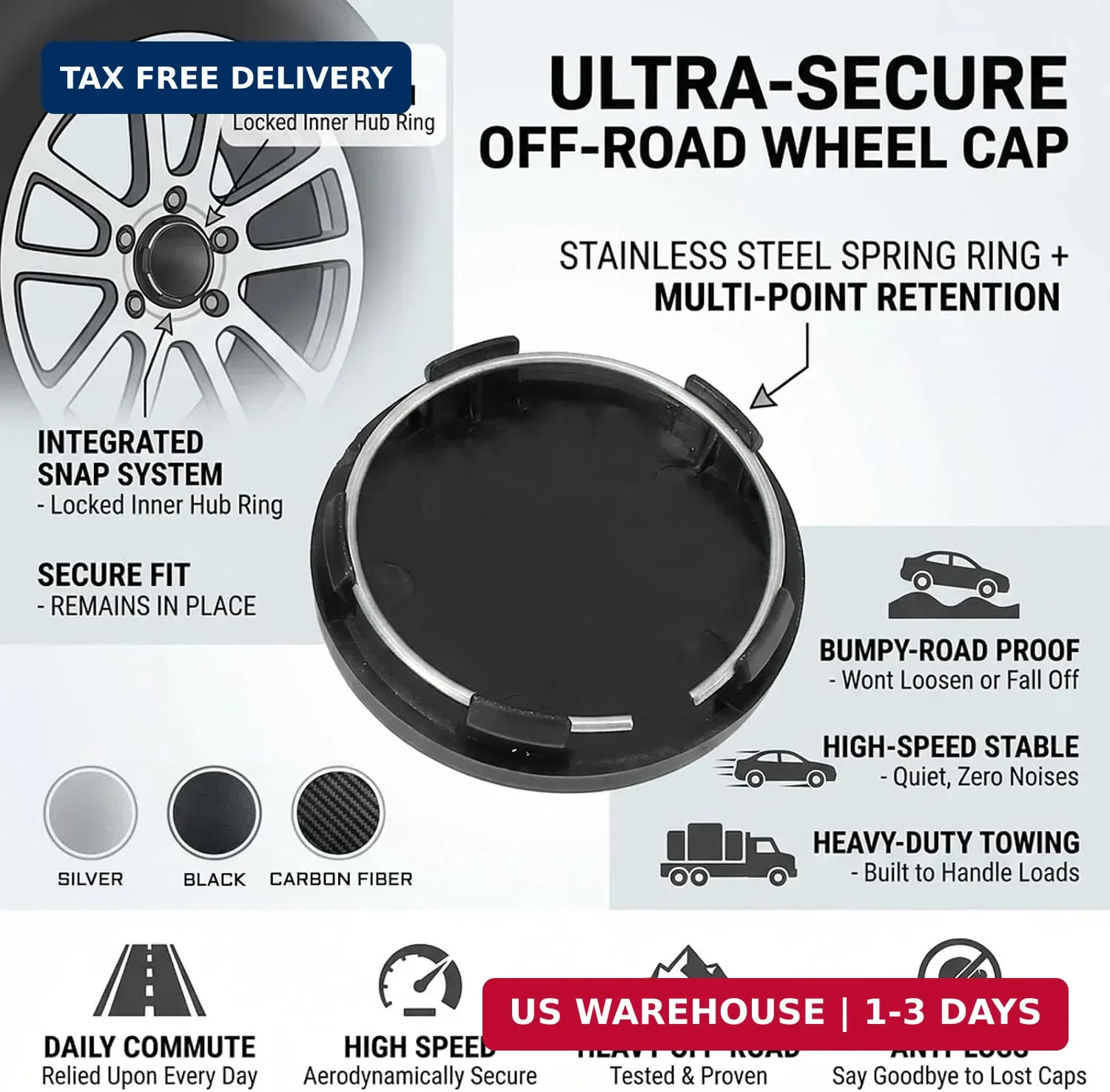 4 PCS Car Wheel Center Caps, Center Caps for Rim 60MM/2.36In OD 56MM/2.2In ID, A