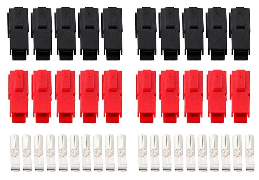 10 Sets Universal DC Power Connectors 30A Male or Female Red/Black 10X Crimp-On