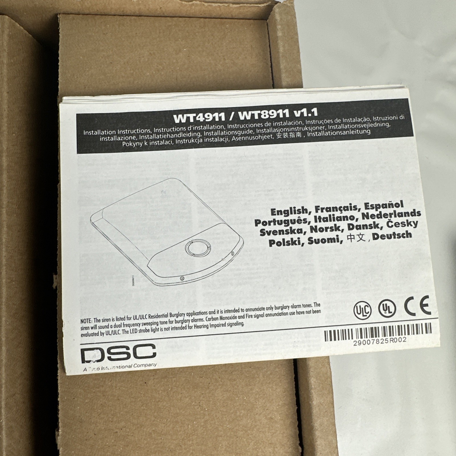 DSC WT4911B 2-Way Wireless Outdoor Siren NOS