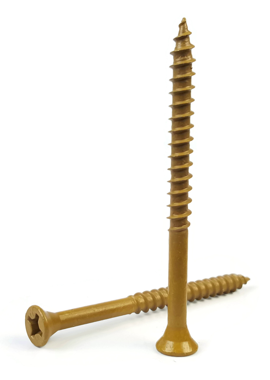 #8 x 2″ Phillips Square Combo Drive Steel Tan Deck & Wood Screws – Coated