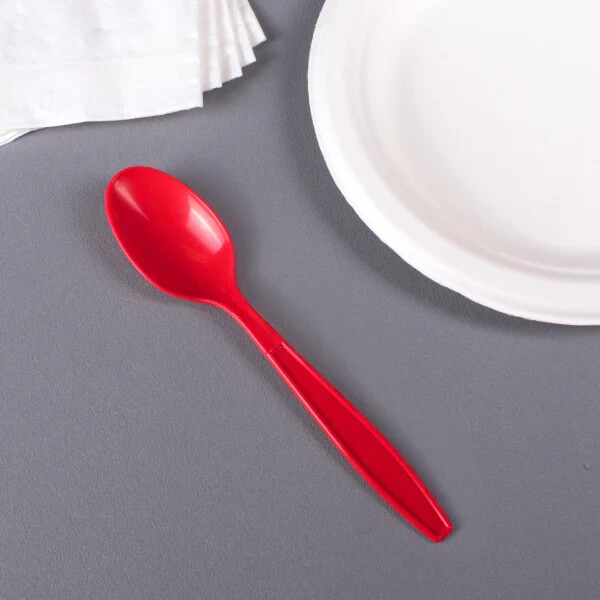 Karat PP Plastic Extra Heavy Weight Tea Spoons – Red – 1,000 ct, U2033 (Red)