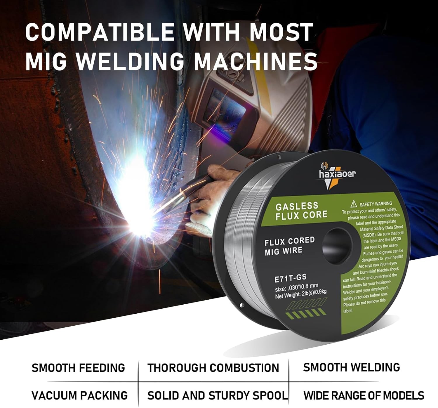 Flux Core Welding Wire .030/.035” Gasless MIG Wire E71T-GS 2 Pounds 1/2/3 Packs