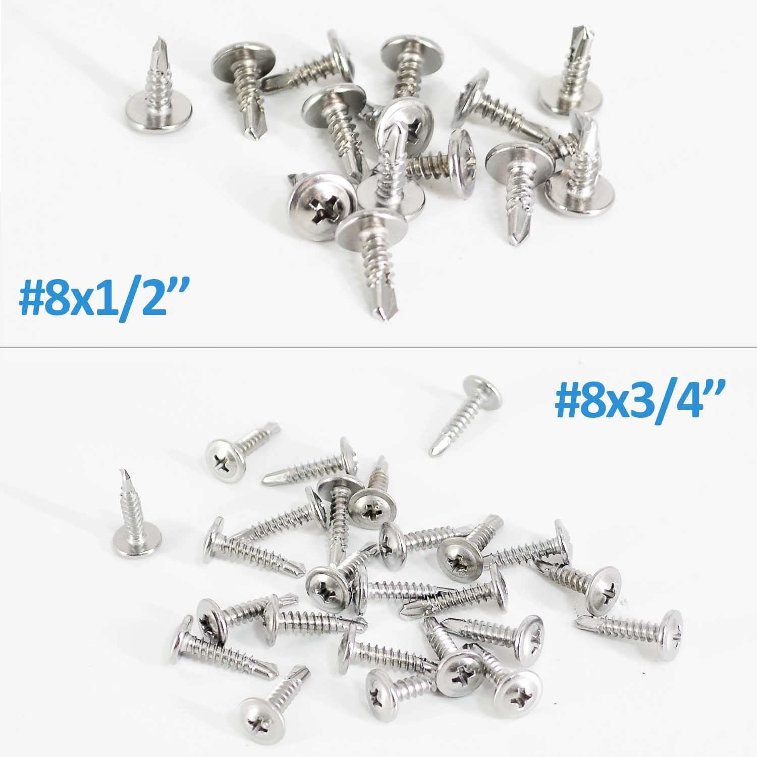 #8 X 1/2″ Sheet Metal Screws 410SS, Truss Head, Self-Tapping, 120PCS + Bit