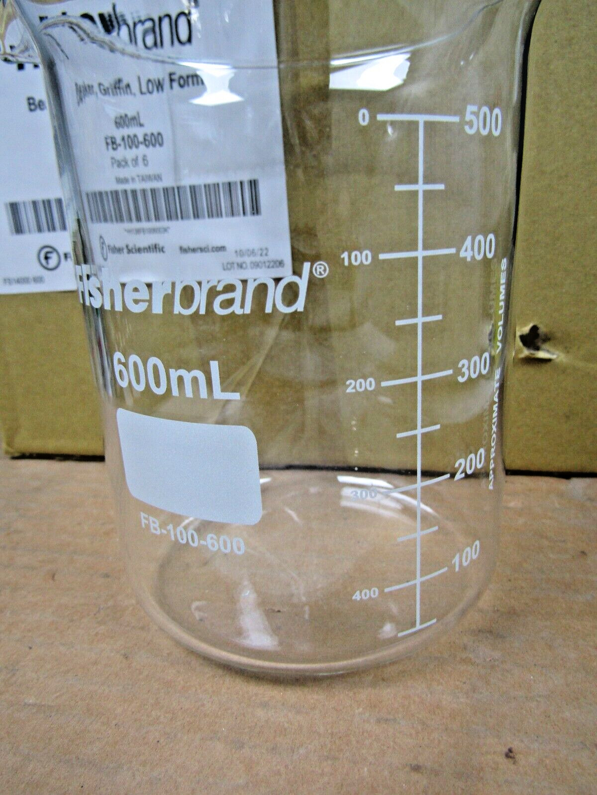 🔥6) NEW FISHERBRAND FB-100-600 600ml BEAKER GRIFFIN LOW FORM W/ SPOUT BOX OF 6