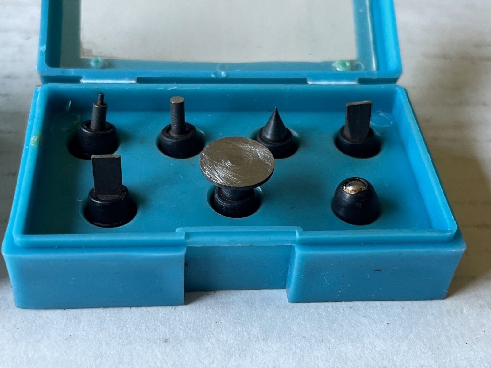 Two Micrometer Anvil Attachment Sets (7 Pieces Each, Spindle, Point, Ball, Flat)