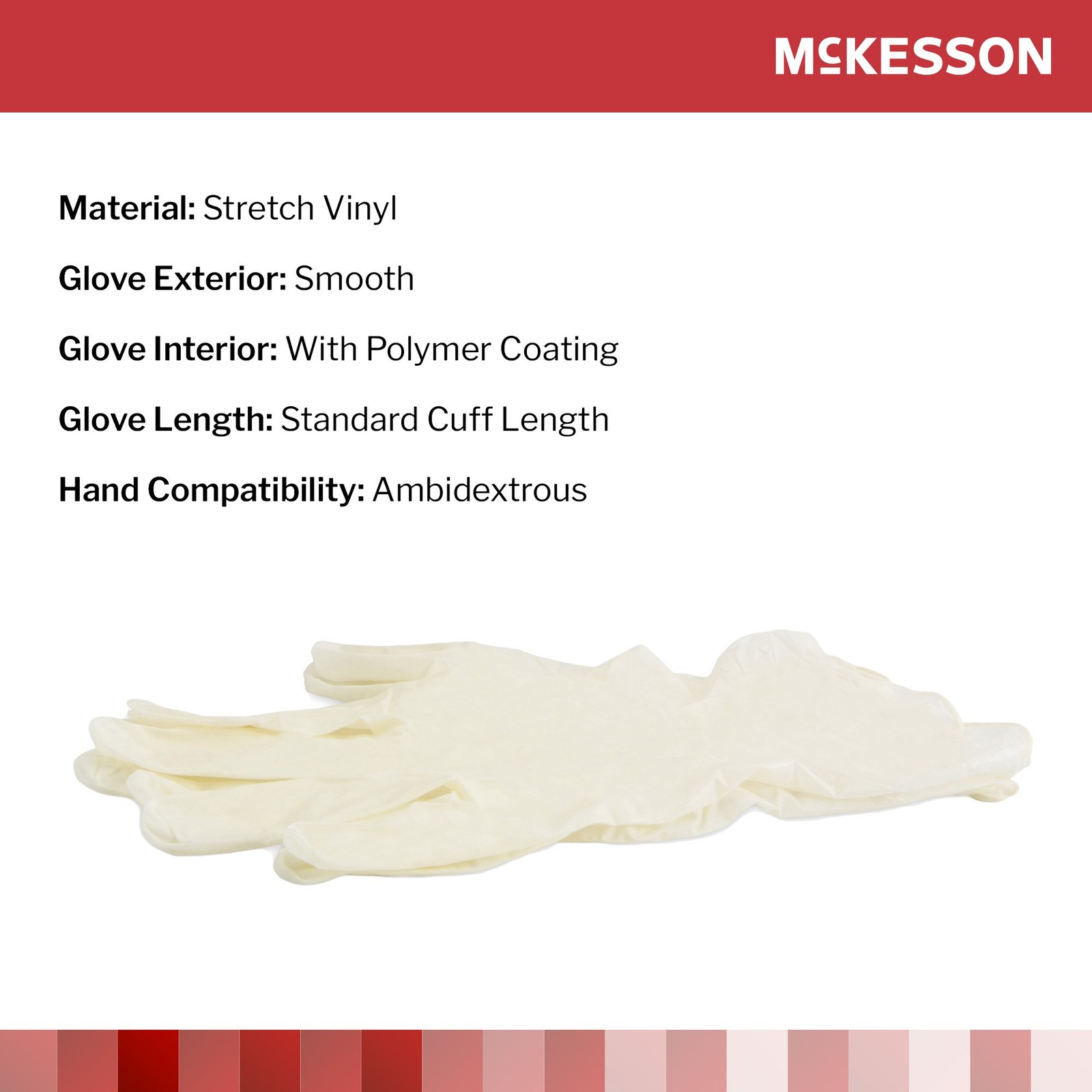 McKesson Stretch Vinyl Exam Glove Standard Cuff Length X-LARGE 100 per Box
