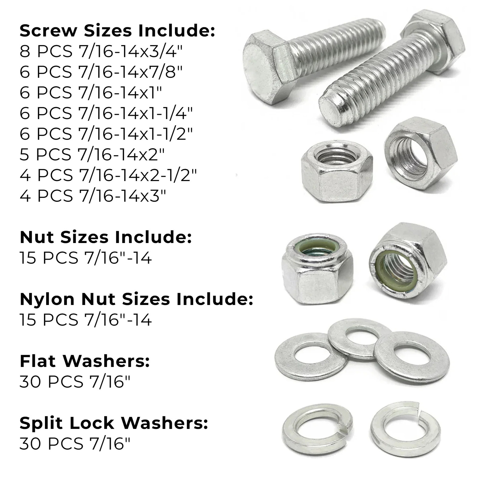 Assortment Kit #638 (136Pcs.) 7/16″-14, 18-8 (304) Stainless Steel Hex Cap