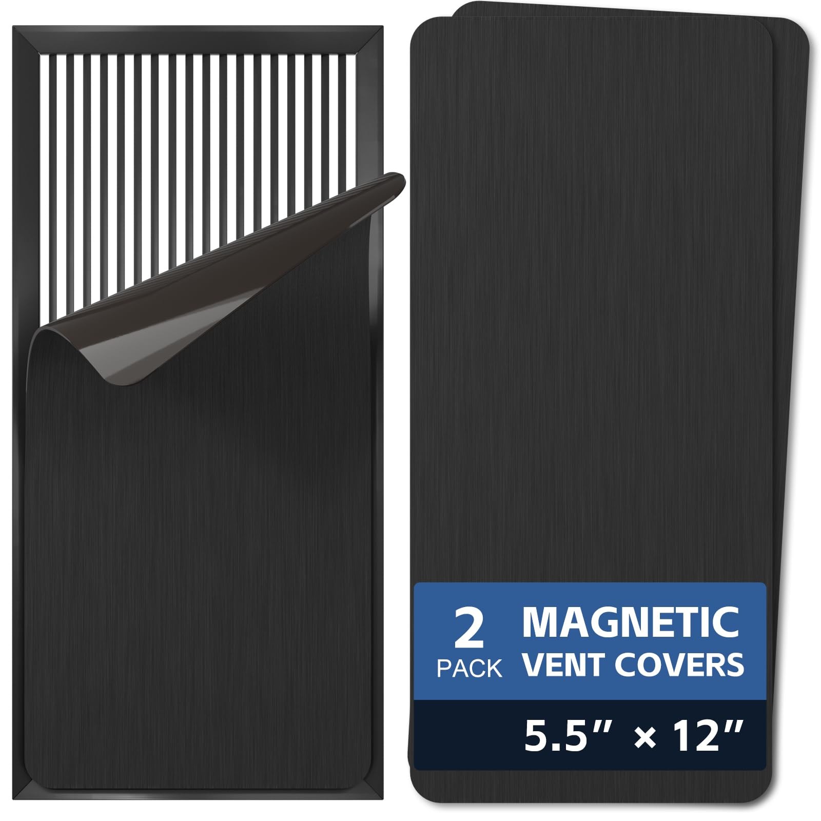2 Pack Strong Magnetic Vent Covers 5.5”x12” Metallic Black 5.5″X12″,