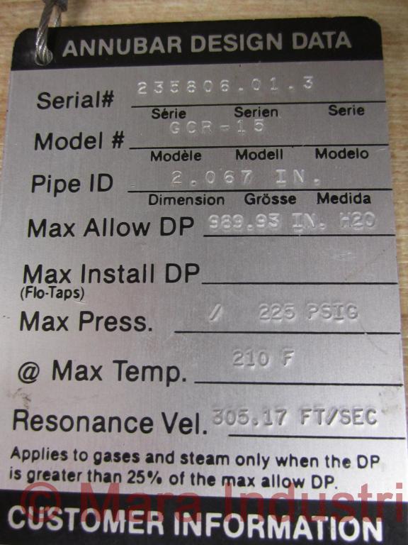 Dieterich Standard GCR-15 Diamond II Annubar Flow Meter