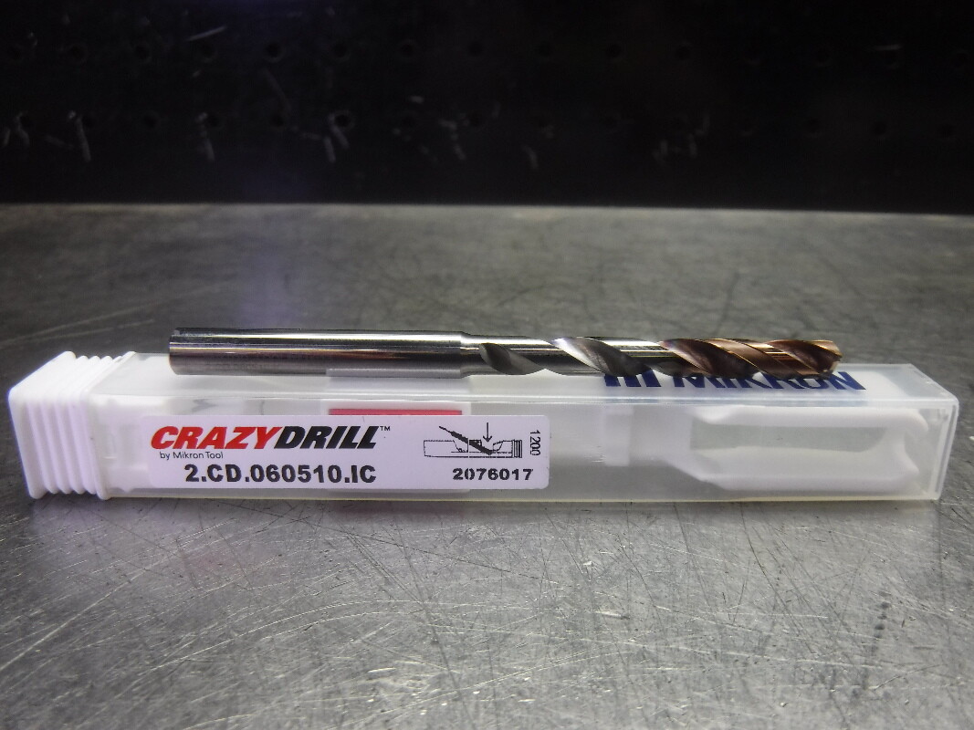 Mikron CrazyDrill 5.10mm Coolant Thru Carbide Drill 2.CD.060510.IC (LOC2917A)