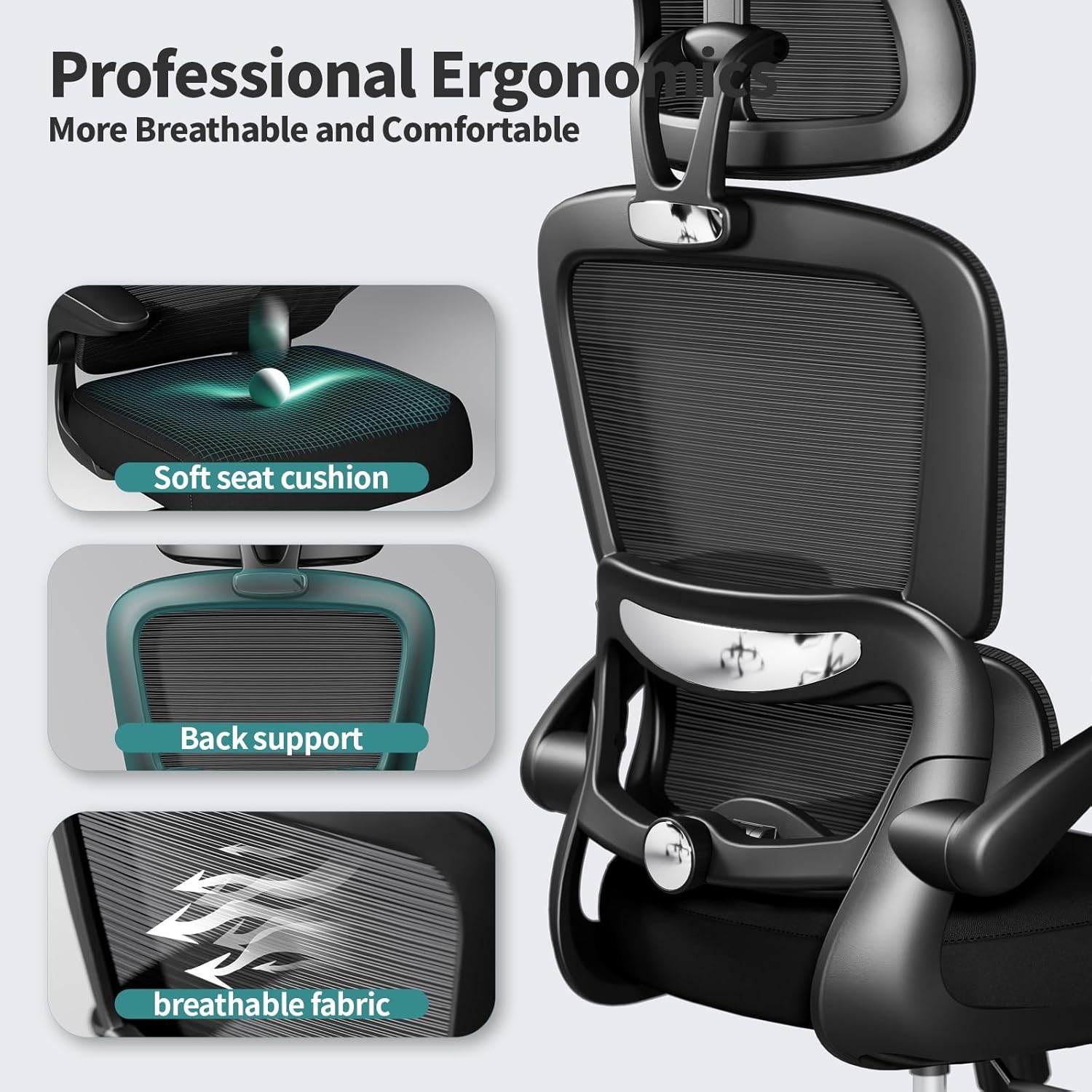 TRALT Ergonomic Mesh Office Chair – 330LBS, Adjustable Lumbar, Lifetime Warranty