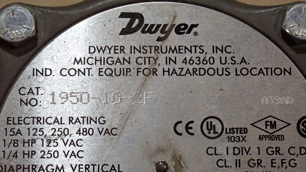 Dwyer Differential Pressure Switch 1950-10-2F