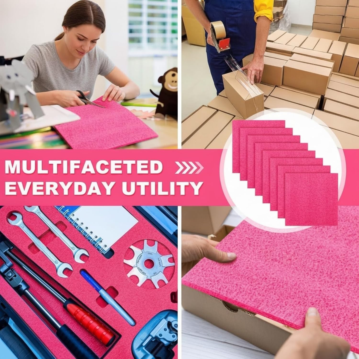 Cuttable 8 Pcs Pink Antistatic Foam Sheets – Perfect for Crafts & Shipping