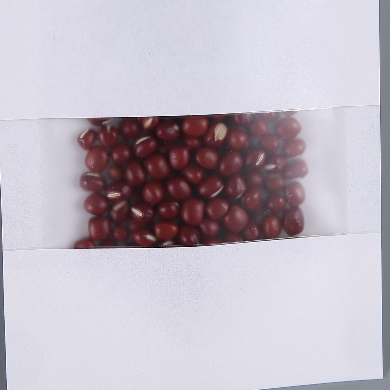 Brown / White Kraft Paper Pouches Stand Up Food Bag With Clear Window