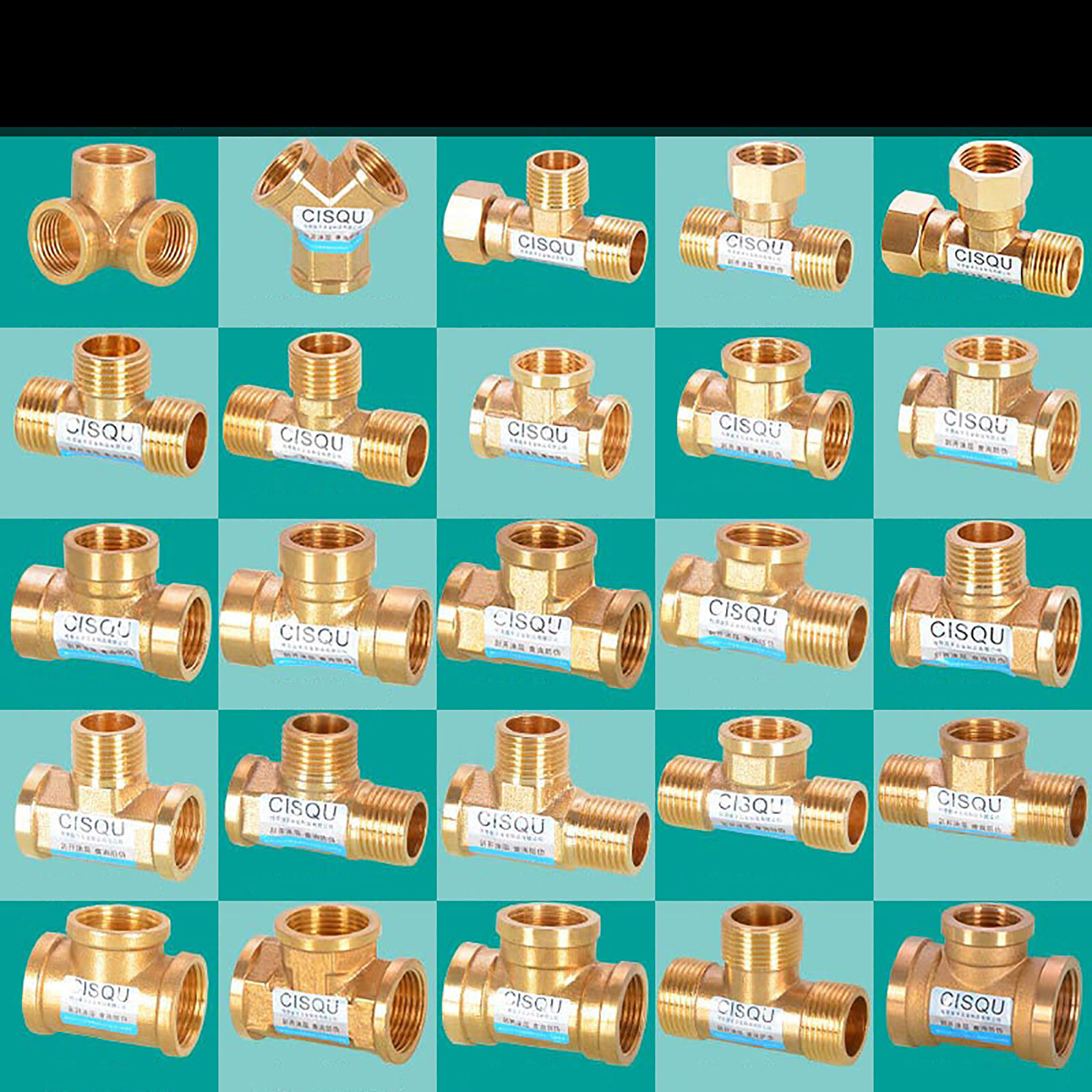 Brass BSP Pipe Fitting Female / Male Nipples Tee Elobow 45° 90° Union Connector