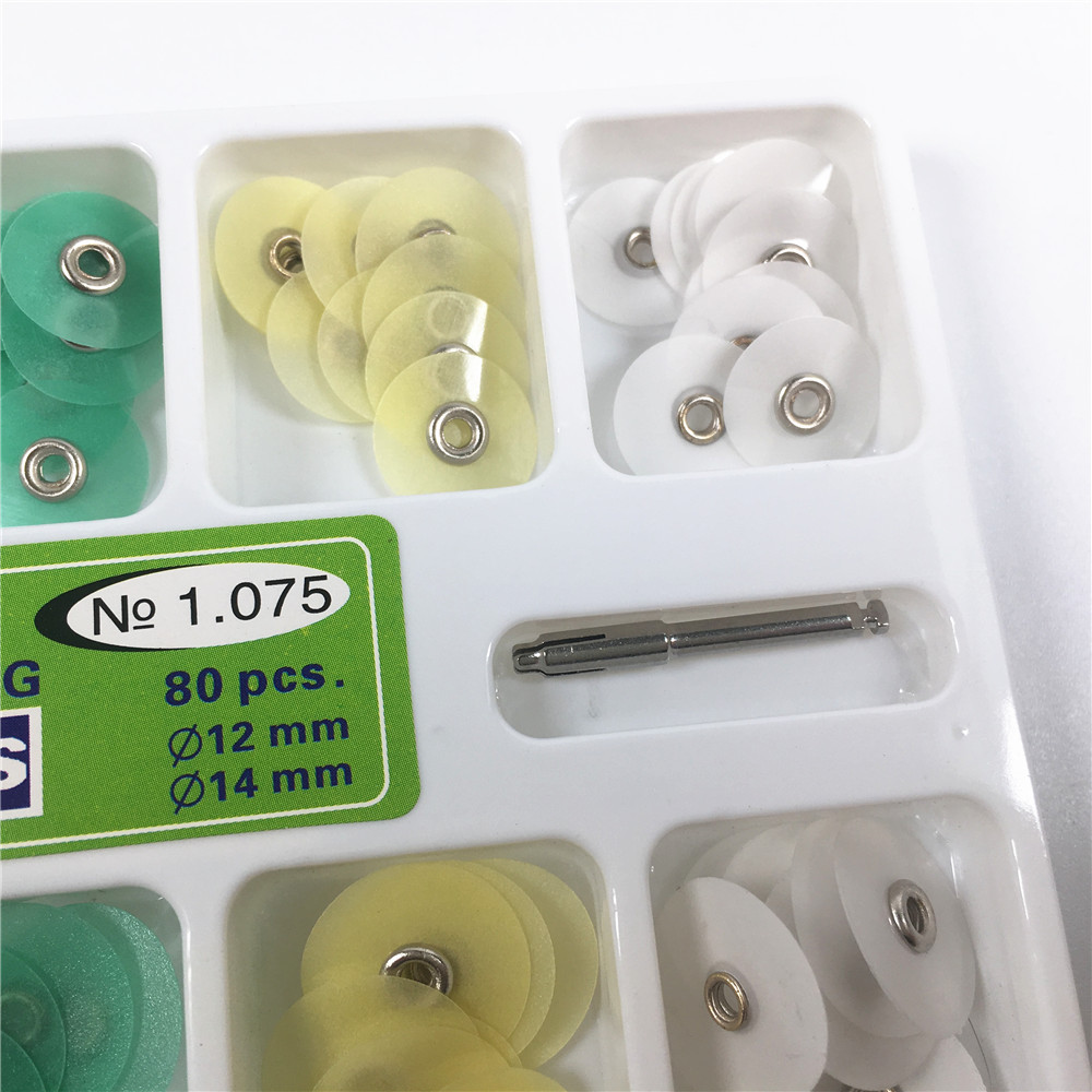 80pcs Dental Polishing Polishing Discs Universal Kit Disc Mandrel TOR No. 1.075