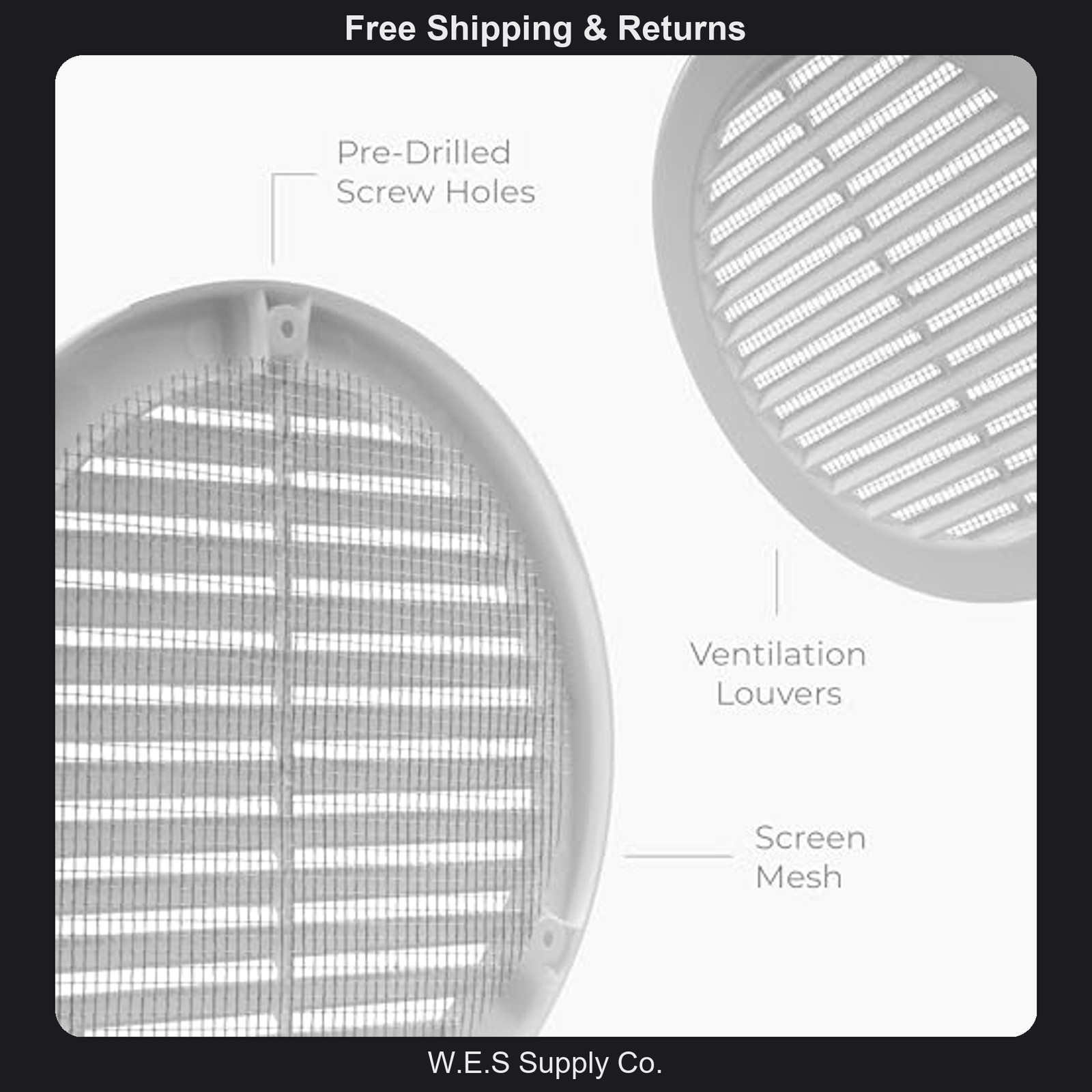 8 Inch Round Plastic Air Vent Cover – White Moisture-Resistant Wall Ceiling