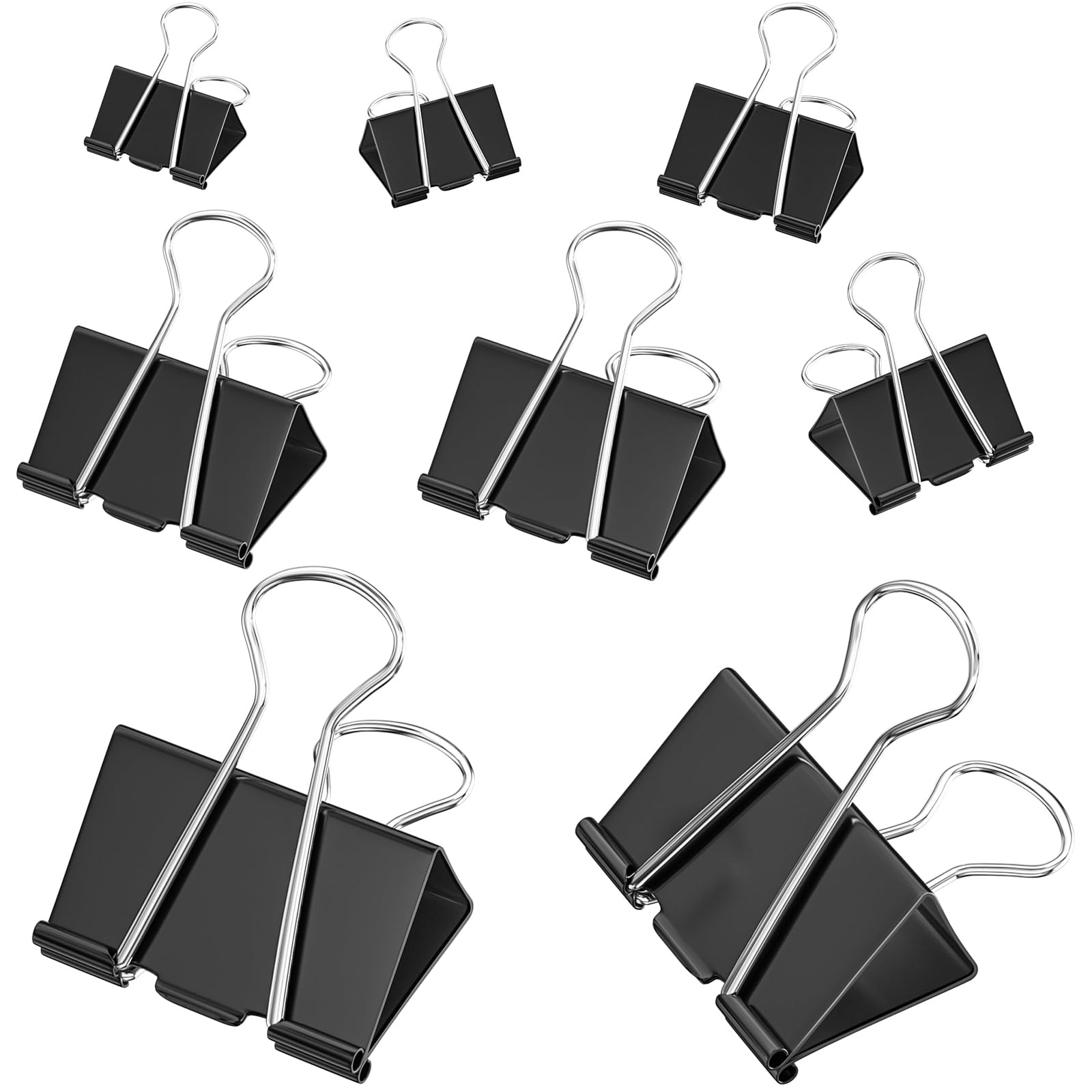 200 Count Binder Clips Assorted Sizes, 4 Sizes Large, Medium, Small, Mini, Metal