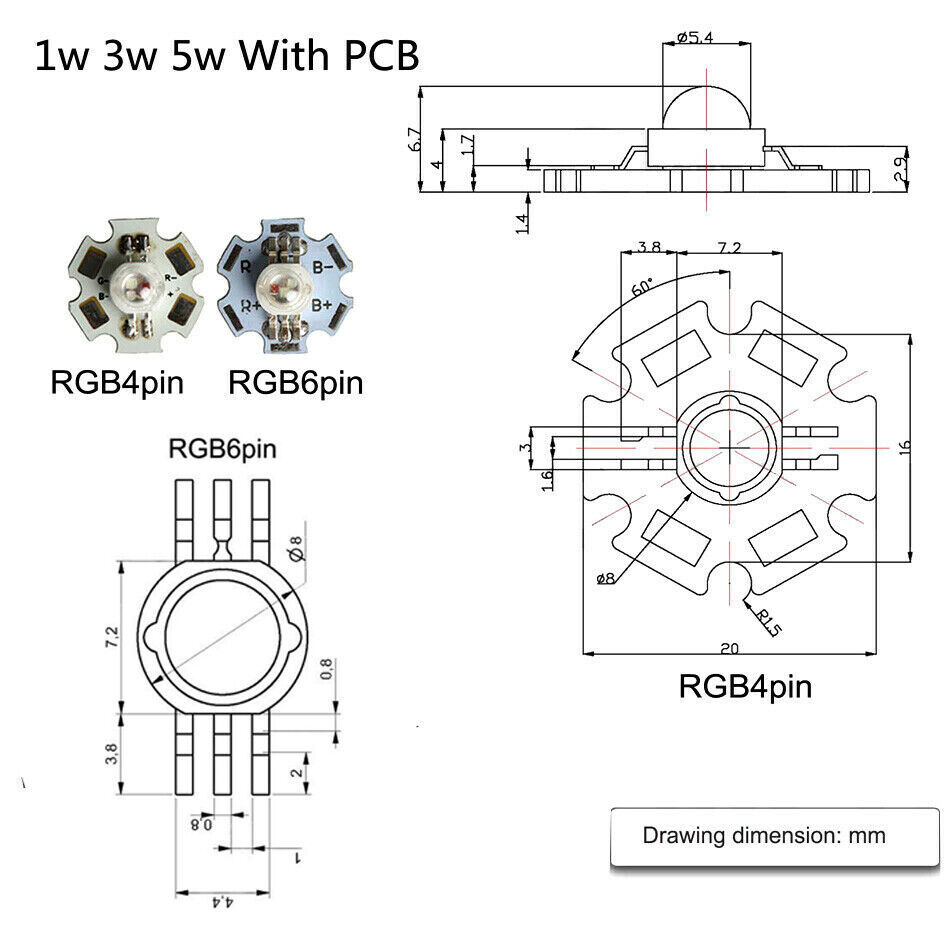 3W High Power SMD LED Chip Lights Beads White Red Blue Yellow With PCB/only led