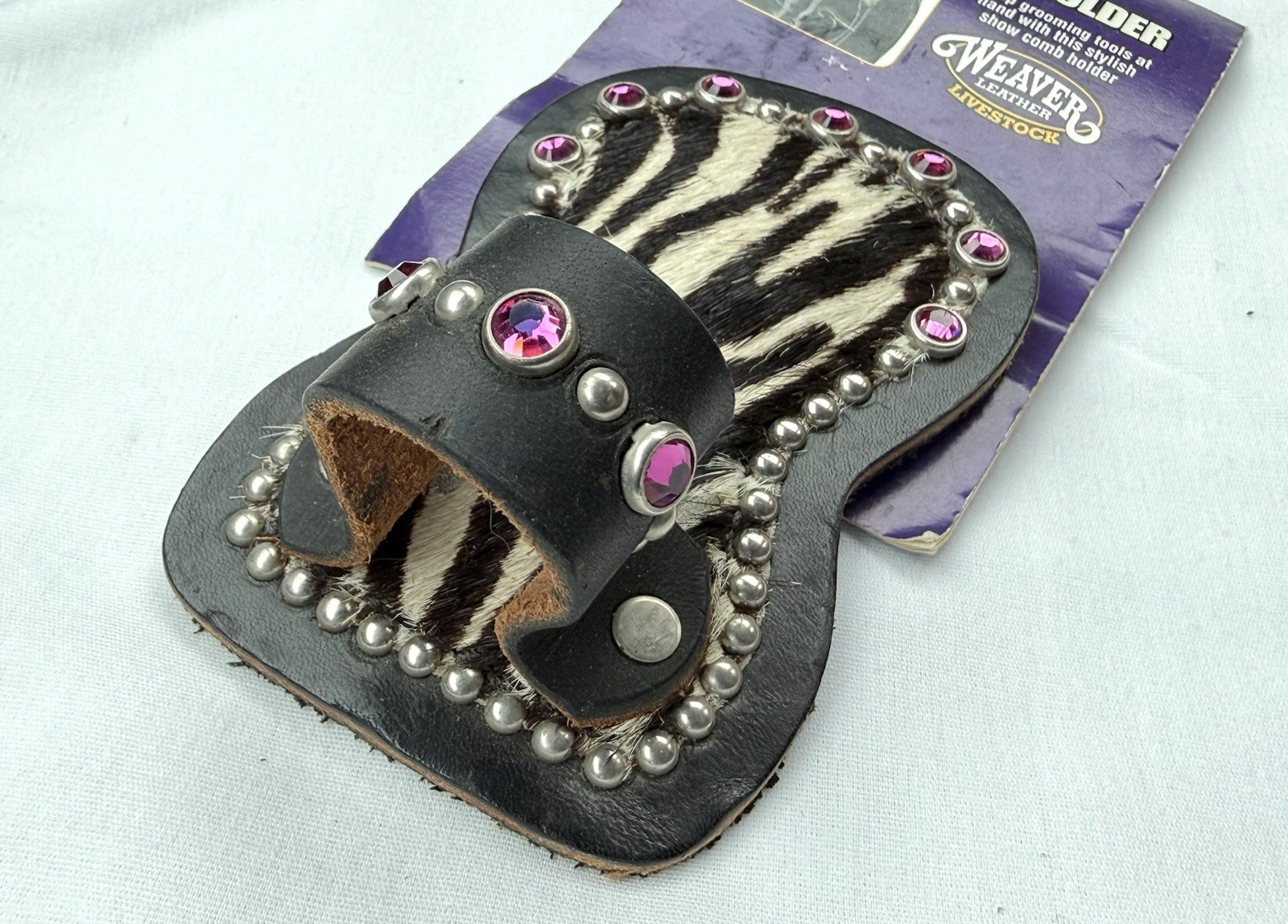 Weaver Leather Livestock Show Comb Holder Black Zebra New!