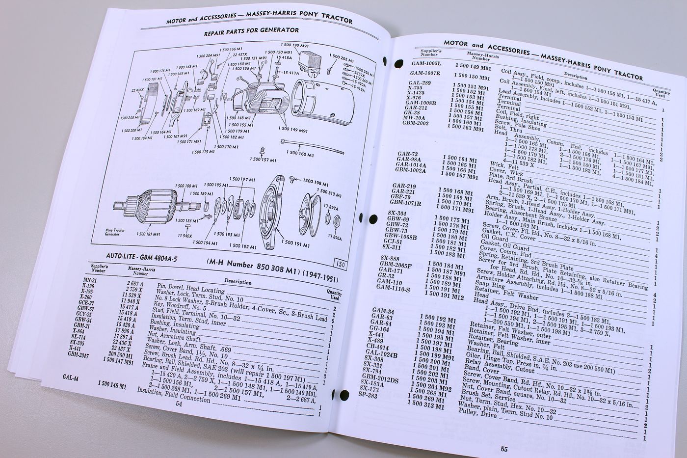 Massey Harris Pony Tractor Parts Catalog Repair List Manual Motor Accessories