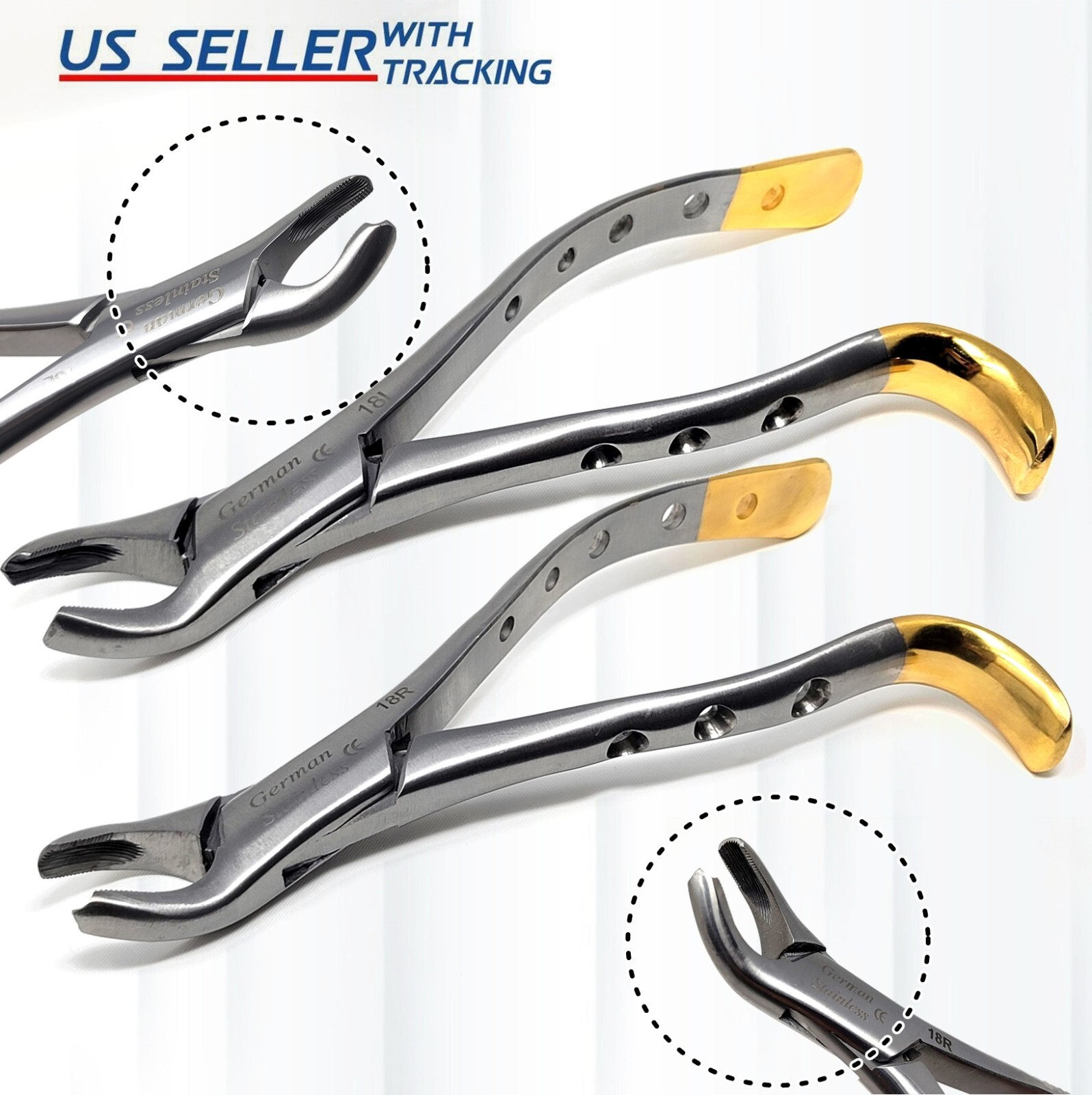 EXTRACTING FORCEPS 18L & 18R SURGICAL DENTAL INSTRUMENTS – GERMAN STAINLESS CE