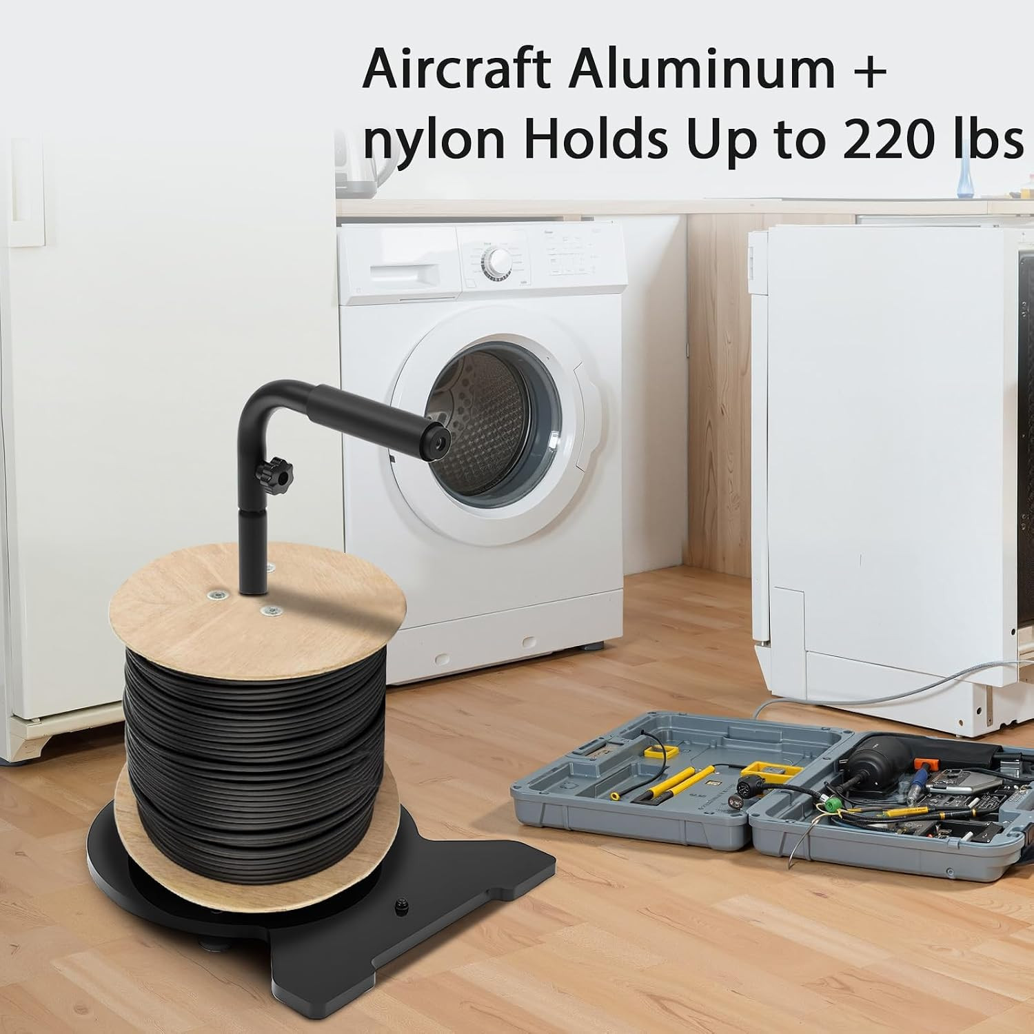 Heavy-Duty Rotating Aluminum Cable Caddy – Supports 220 Lbs, Quick Install