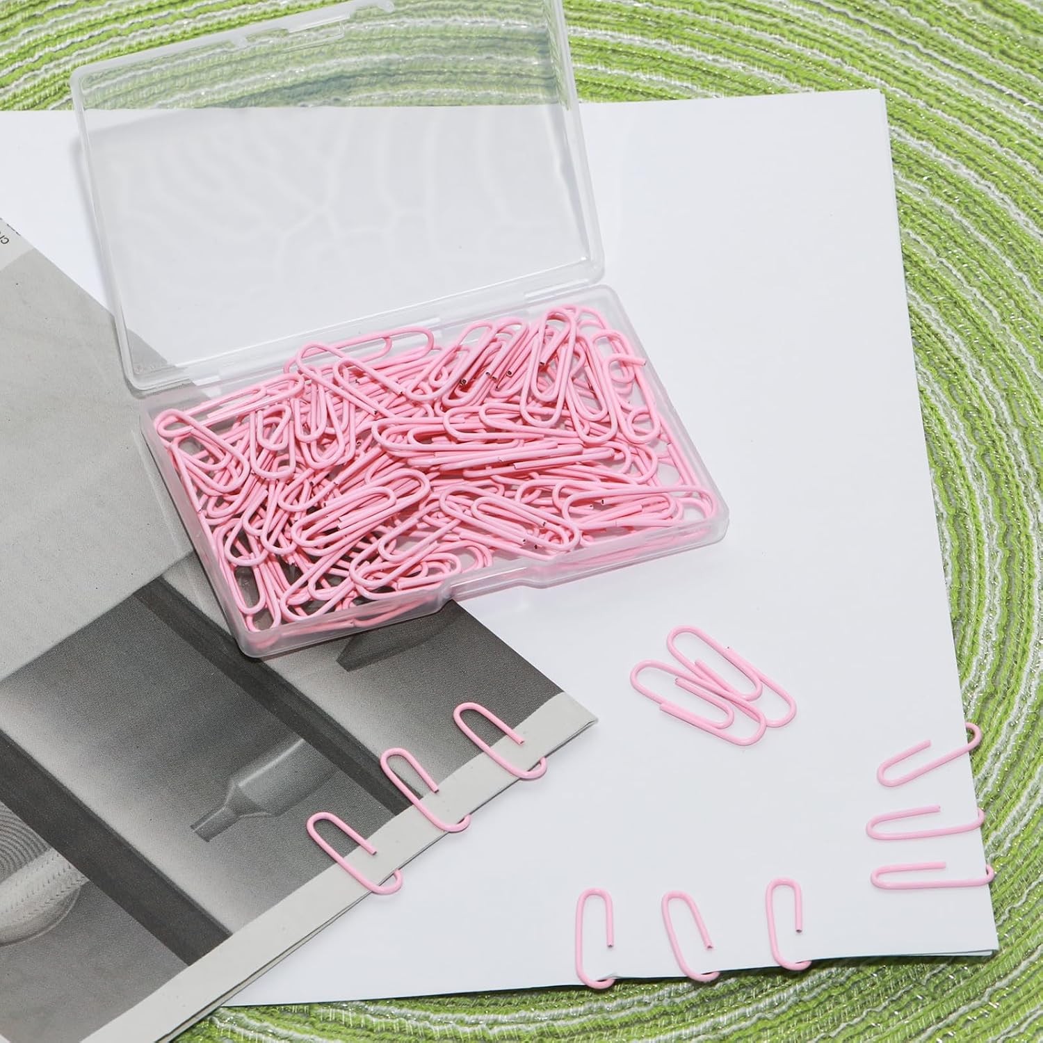 100 Pcs Pink Paper Clips, 1.1 Inch (28mm) Colorful Paperclips | Vinyl Coated,