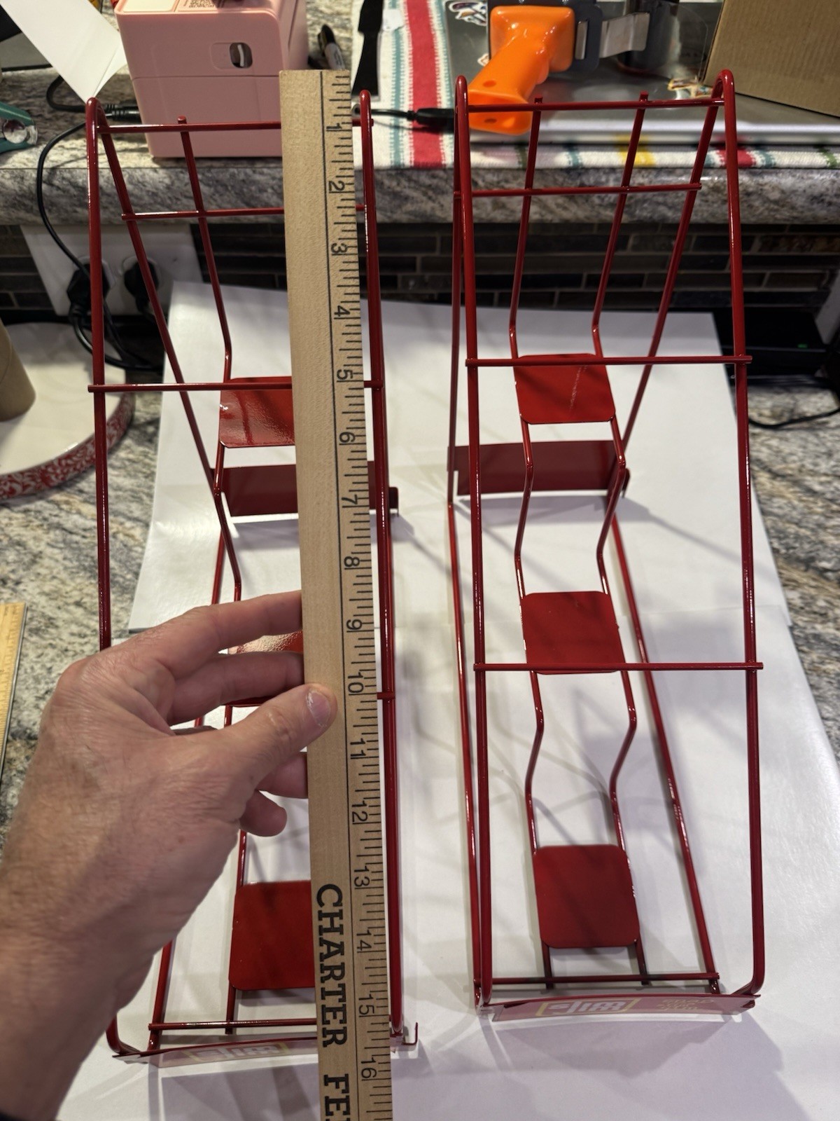 2 Slim Jim Metal Countertop Display Racks 3-Slot Red Snack Holders