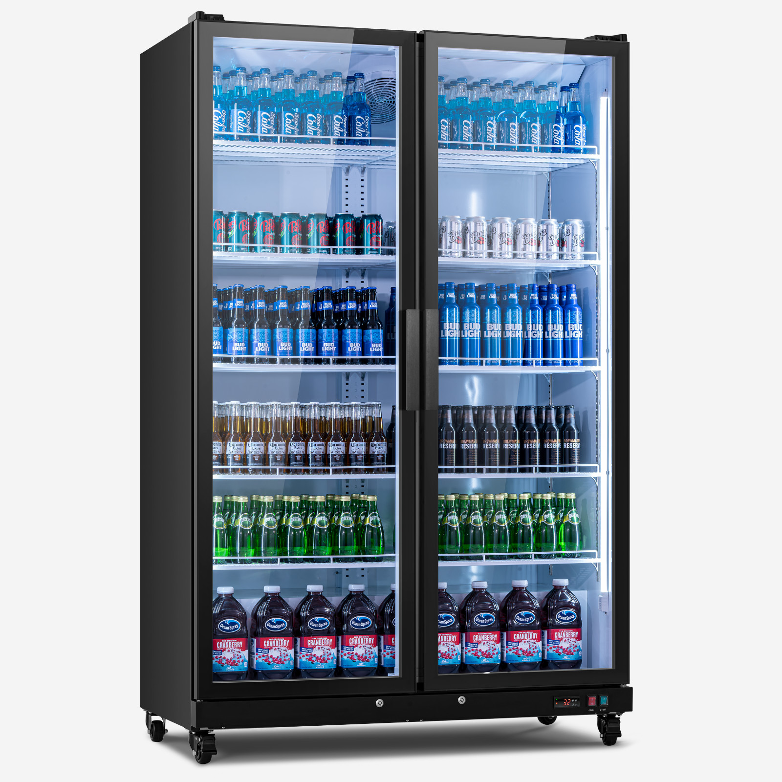 Yeego 37.79 Cu.ft Commercial Display Beverage Refrigerator W/Shleves,Light Store