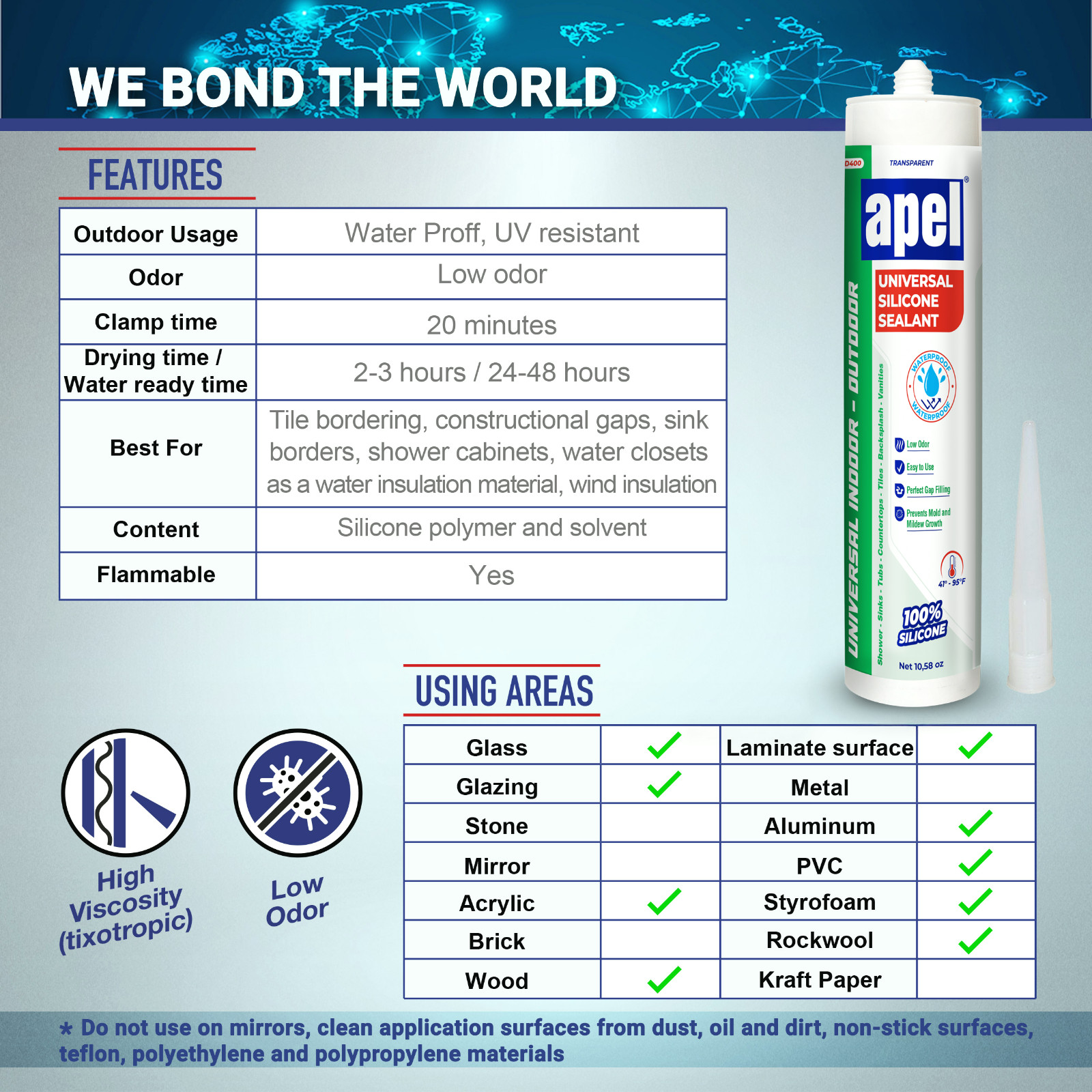 Multipurpose 100% Silicone Sealant (12 x 10.5 fl oz) Clear Waterproof 12 Pack