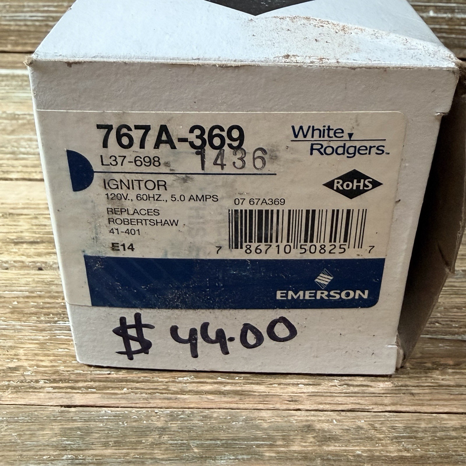 OEM White-Rodgers Emerson Furnace Ignitor 120 volt 60Hz 767A-369 L37-698