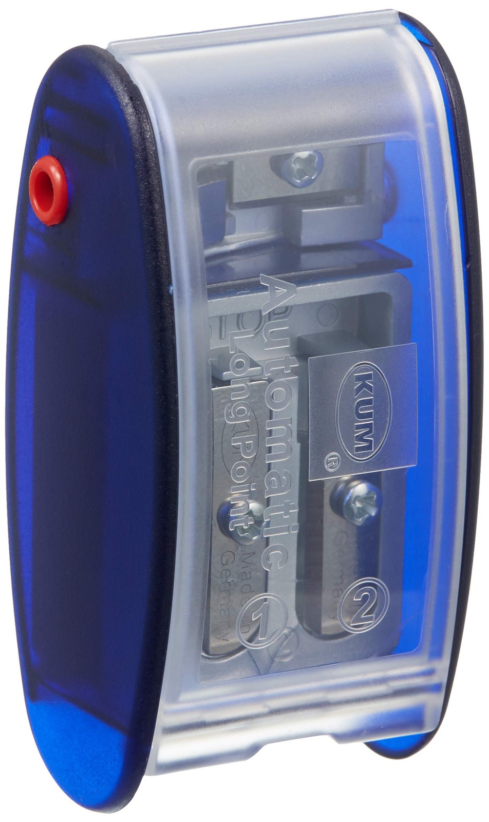 Long Point Pencil Sharpener With Container 2 Spare Blades 2mm 3.2mm Blue