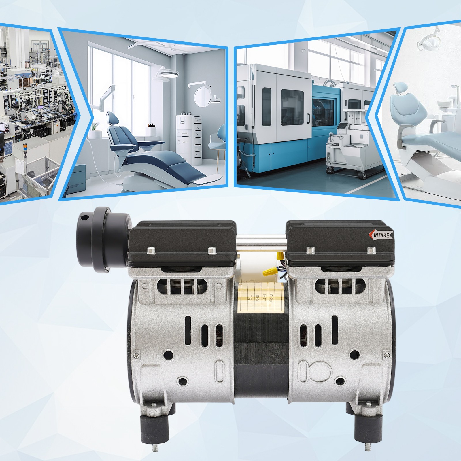 Vacuum Pump 370W Oilless Vacuum Pump 110V Oil-Free Vacuum Suction Pump Electric