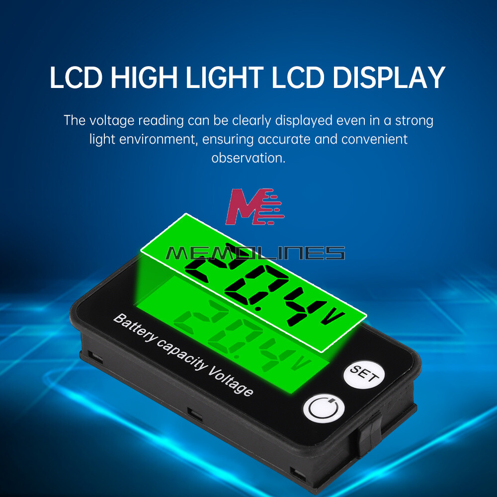 6136B High Precision LCD Battery Voltmeter Indicator Low Voltage Alarm Setting