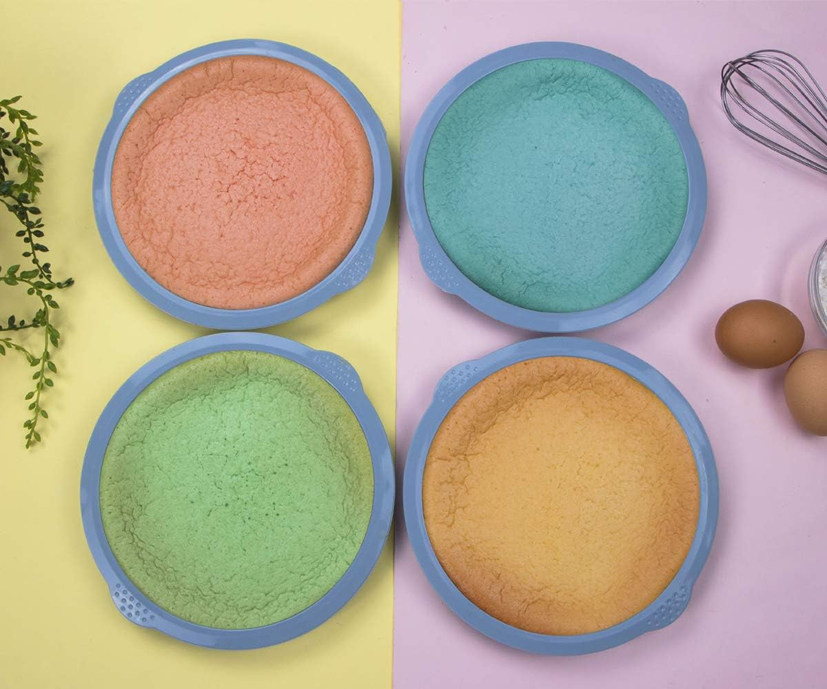 Layer Cake Pans, 7 Inch round Cake Pan Set, Silicone Cake Mold Versatile for Rai