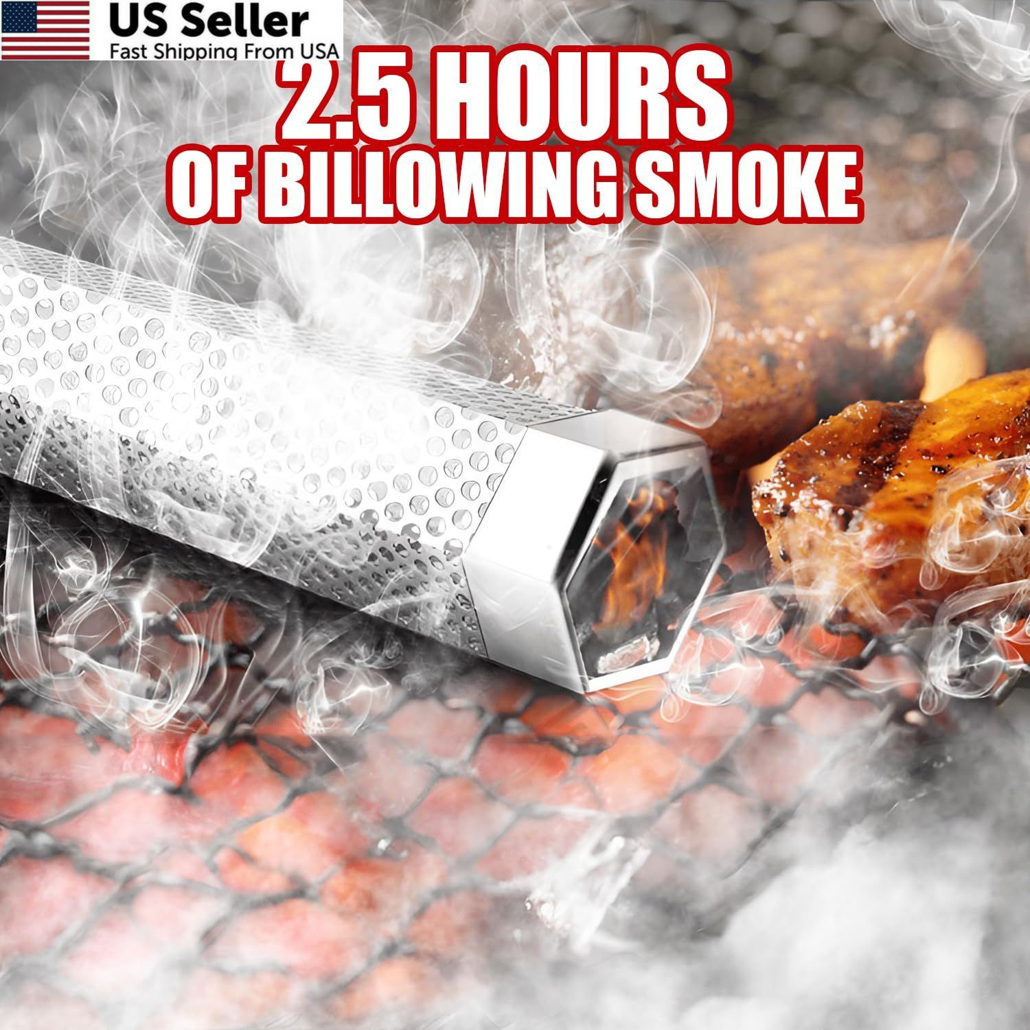 SHIKORI Smoker Tube, Stainless Steel Pellet 6.1*2.16*1.96 in, 6 in