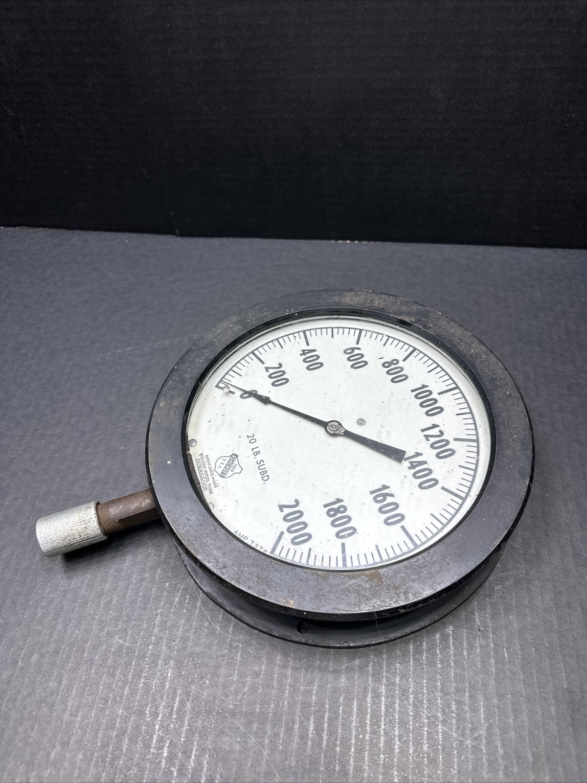 VINTAGE ASHCROFT GAUGE 20LB SUBD. AMP 7376 Welded Steel Tube DURAGAUGE