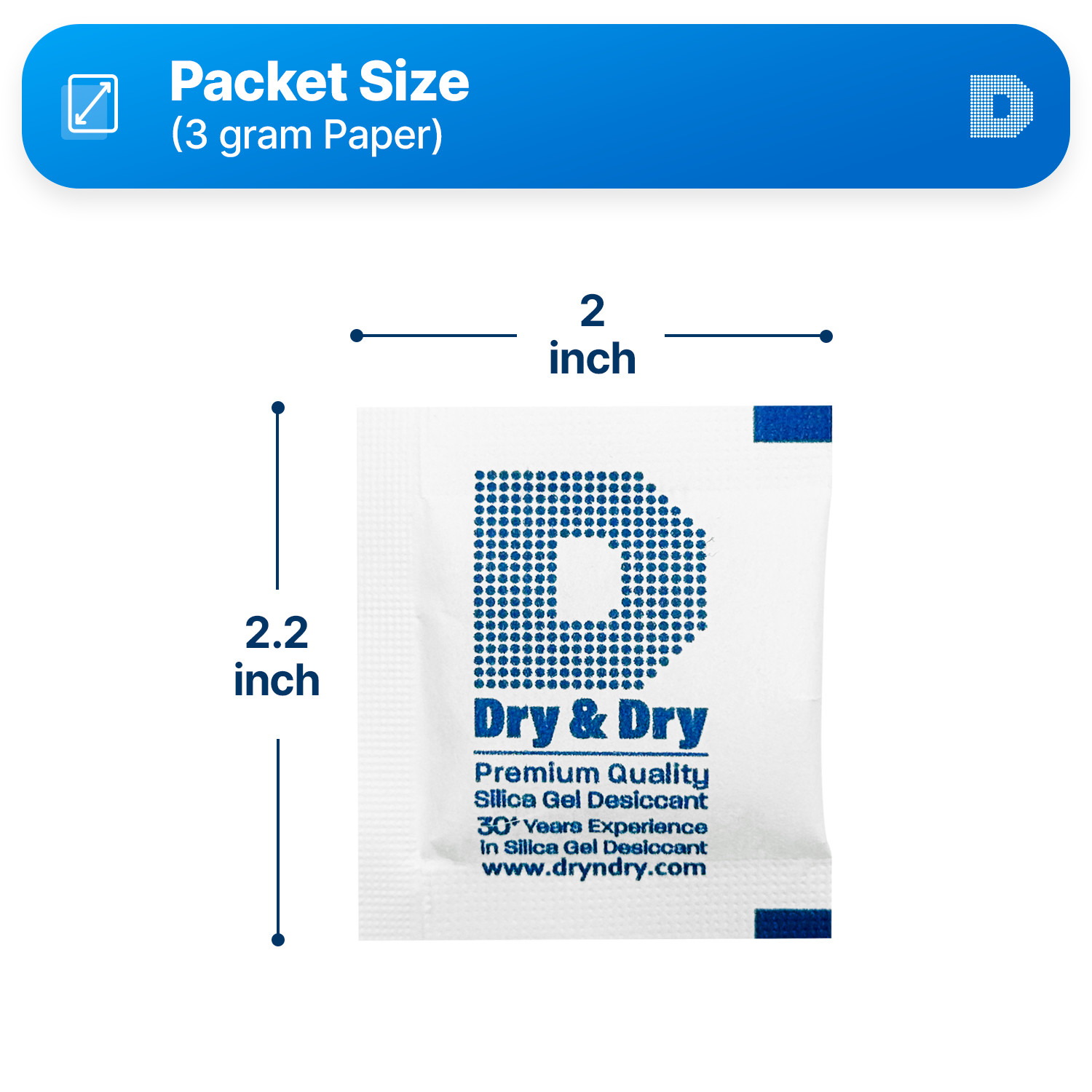 3 gram X 30 PK “Dry & Dry” Silica Gel Desiccant Packets(Reusable)-FDA Compliant